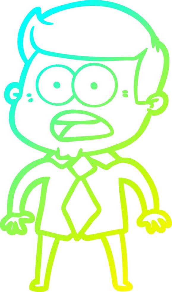 cold gradient line drawing cartoon shocked man vector