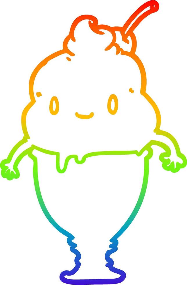 rainbow gradient line drawing cute ice cream vector