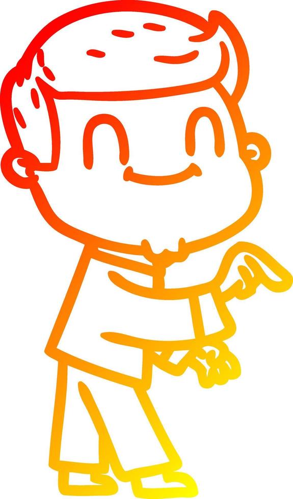 warm gradient line drawing cartoon friendly man vector
