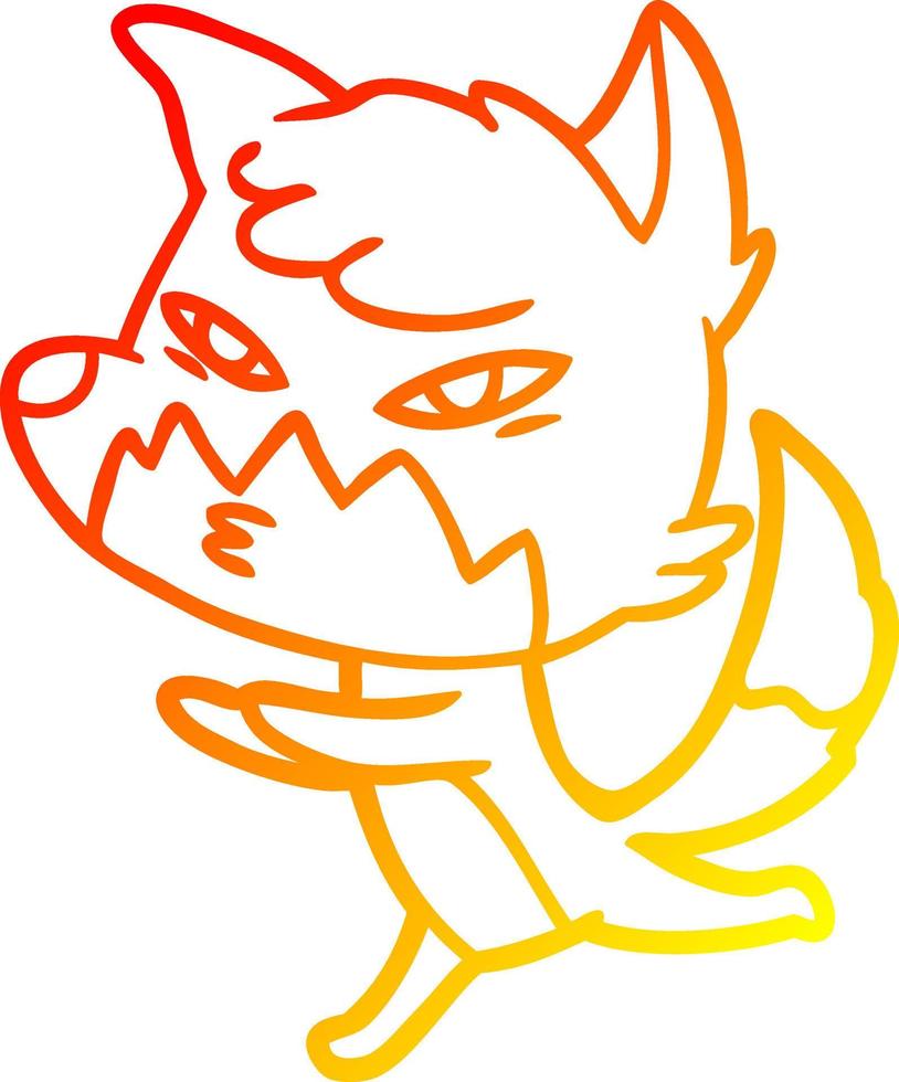 warm gradient line drawing clever cartoon fox vector