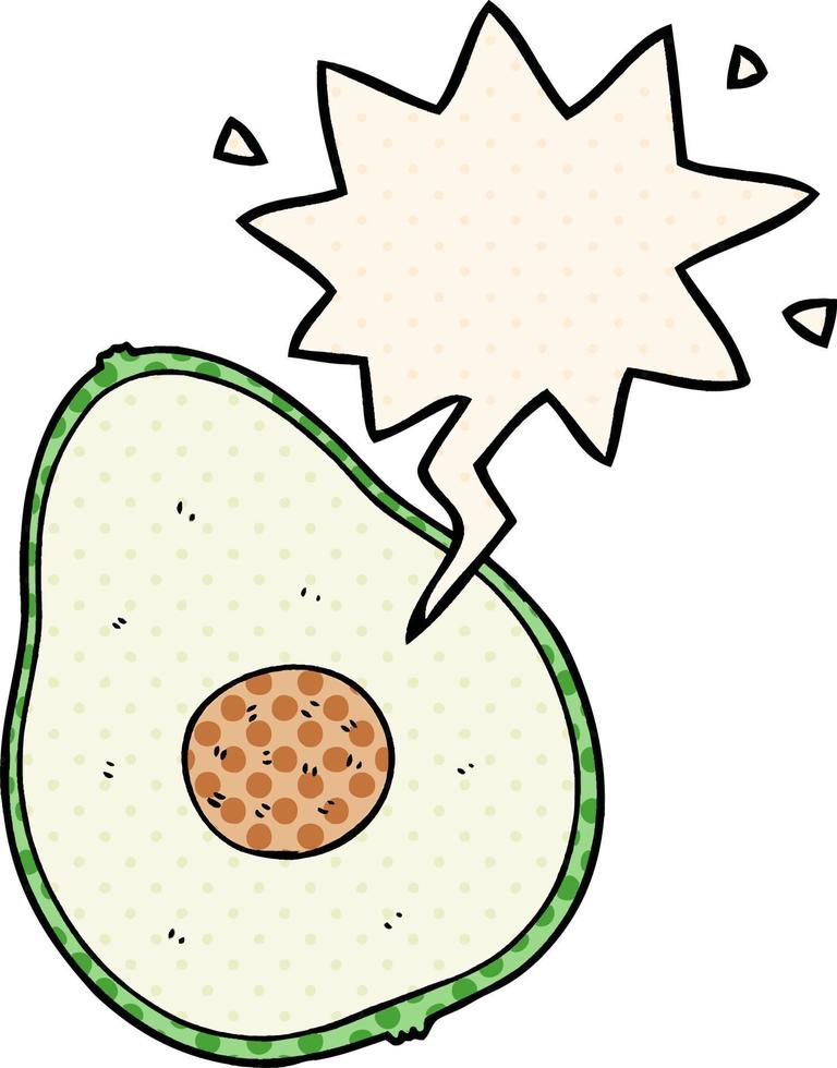 cartoon avocado and speech bubble in comic book style vector