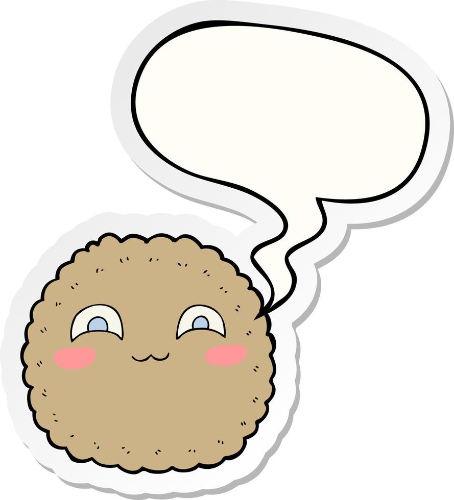 cartoon biscuit and speech bubble sticker vector