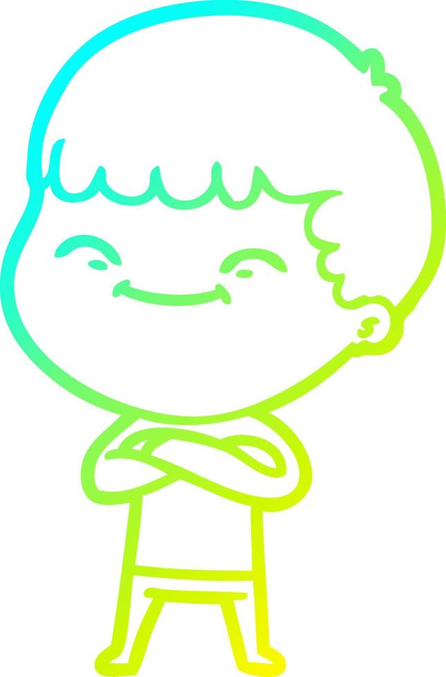 cold gradient line drawing cartoon happy boy vector