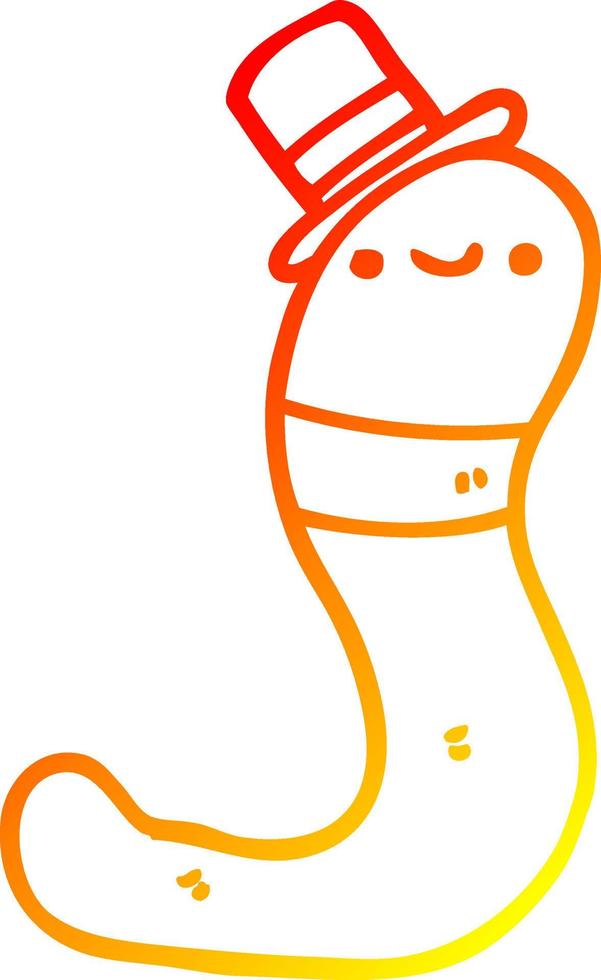 warm gradient line drawing cute cartoon worm vector