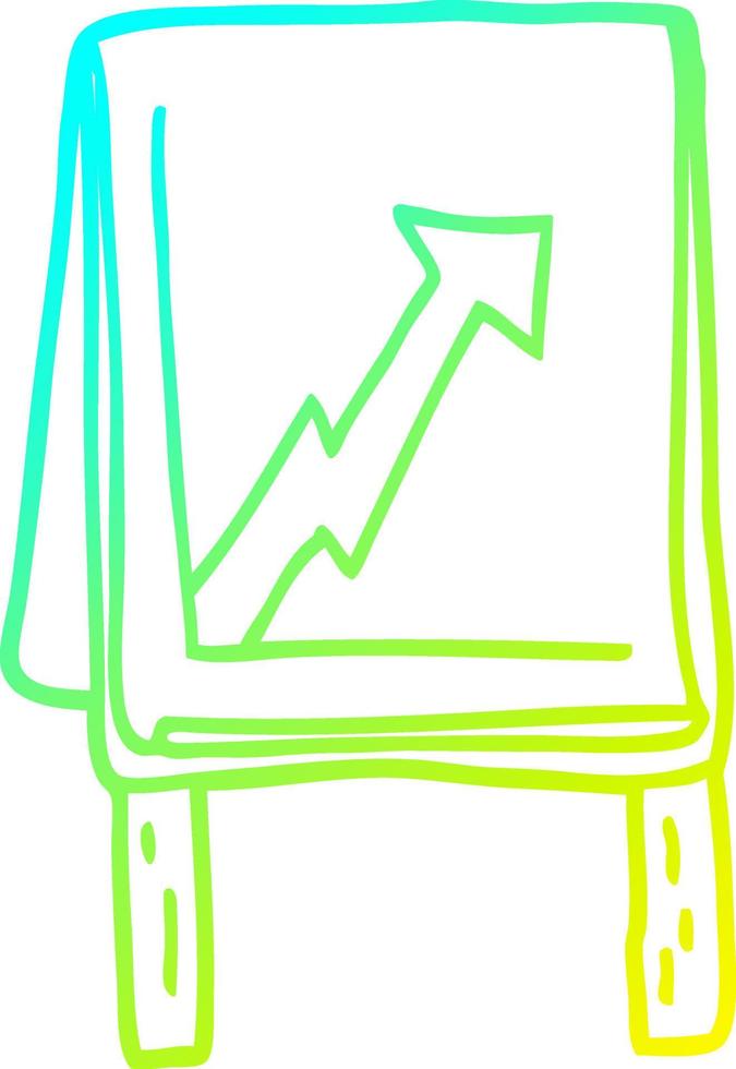 cold gradient line drawing cartoon business chart with arrow vector