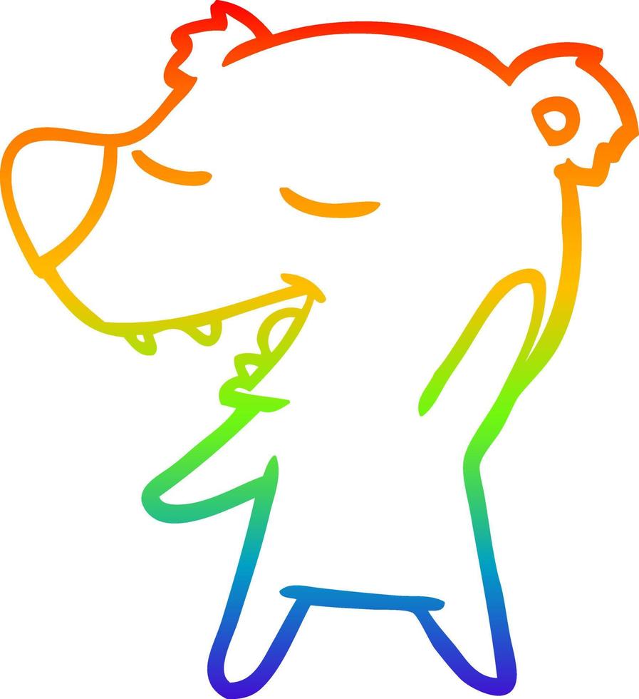 rainbow gradient line drawing cartoon bear vector