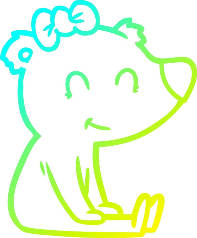 cold gradient line drawing sitting female bear cartoon vector