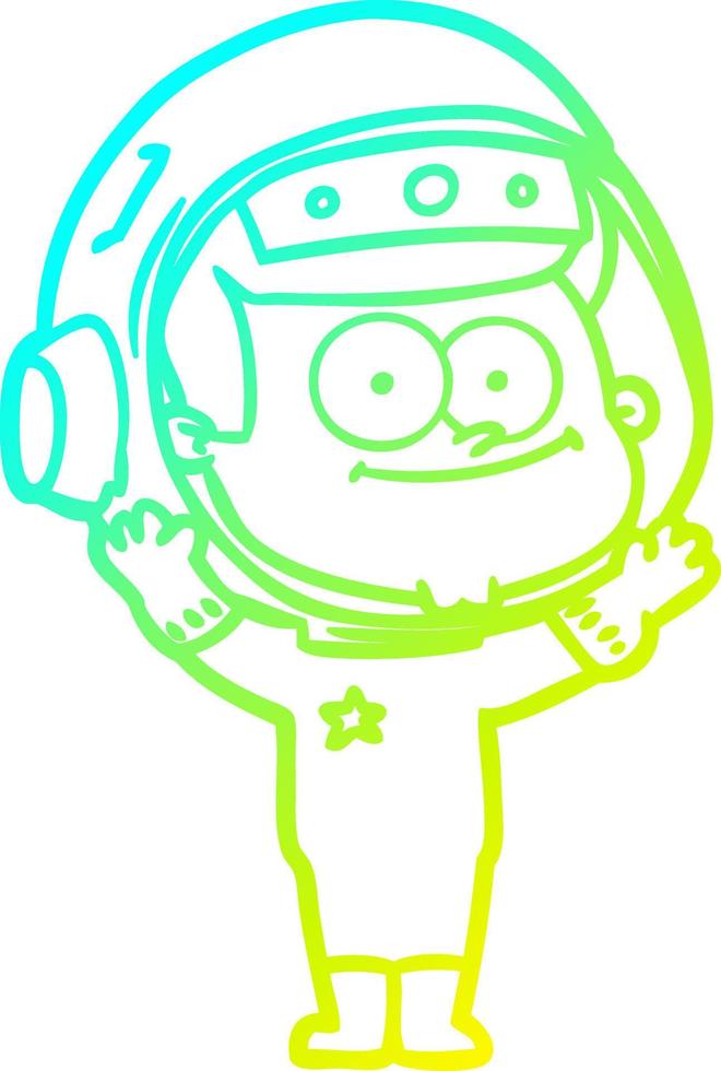 cold gradient line drawing happy astronaut cartoon vector