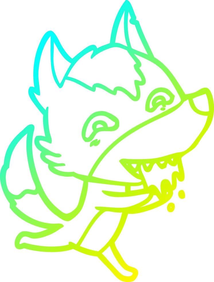 cold gradient line drawing cartoon hungry wolf vector