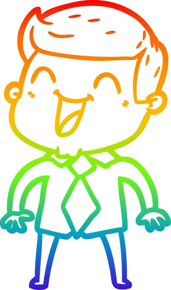 rainbow gradient line drawing cartoon man laughing vector