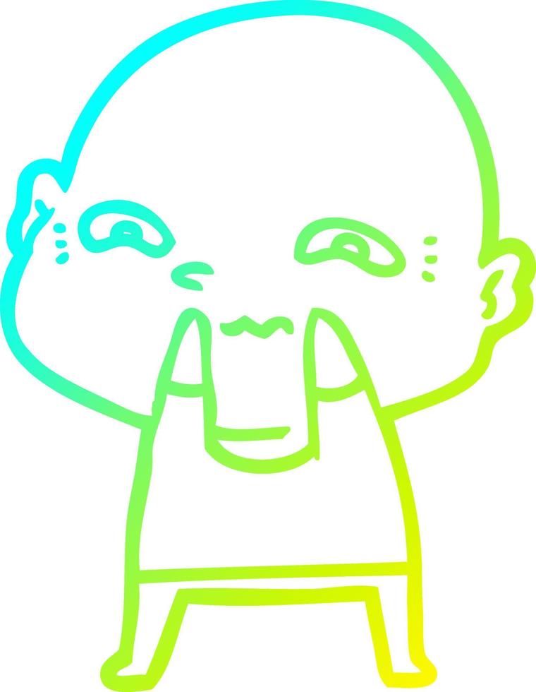 cold gradient line drawing cartoon creepy guy vector