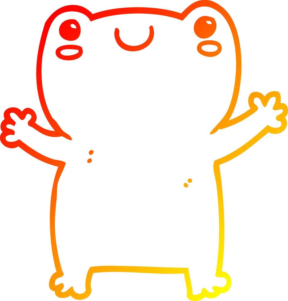 warm gradient line drawing cute cartoon frog vector