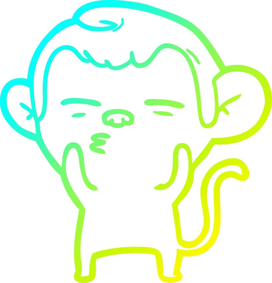 cold gradient line drawing cartoon suspicious monkey vector