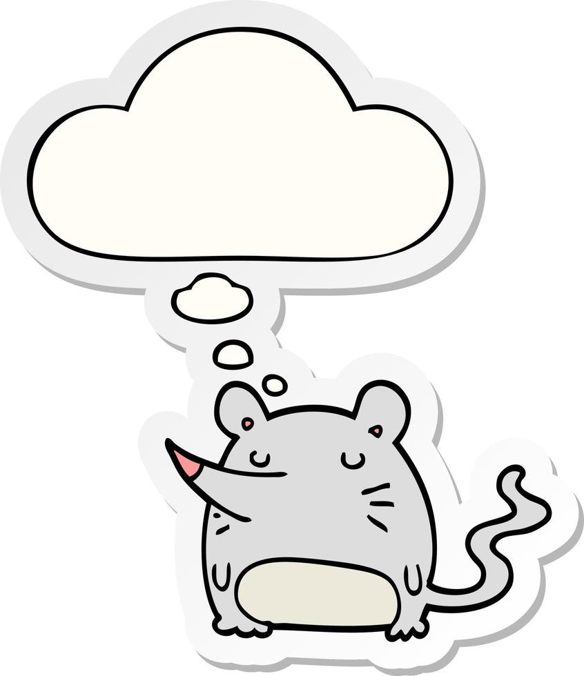 cartoon mouse and thought bubble as a printed sticker vector