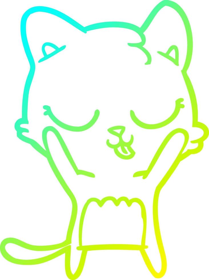 cold gradient line drawing cute cartoon cat vector
