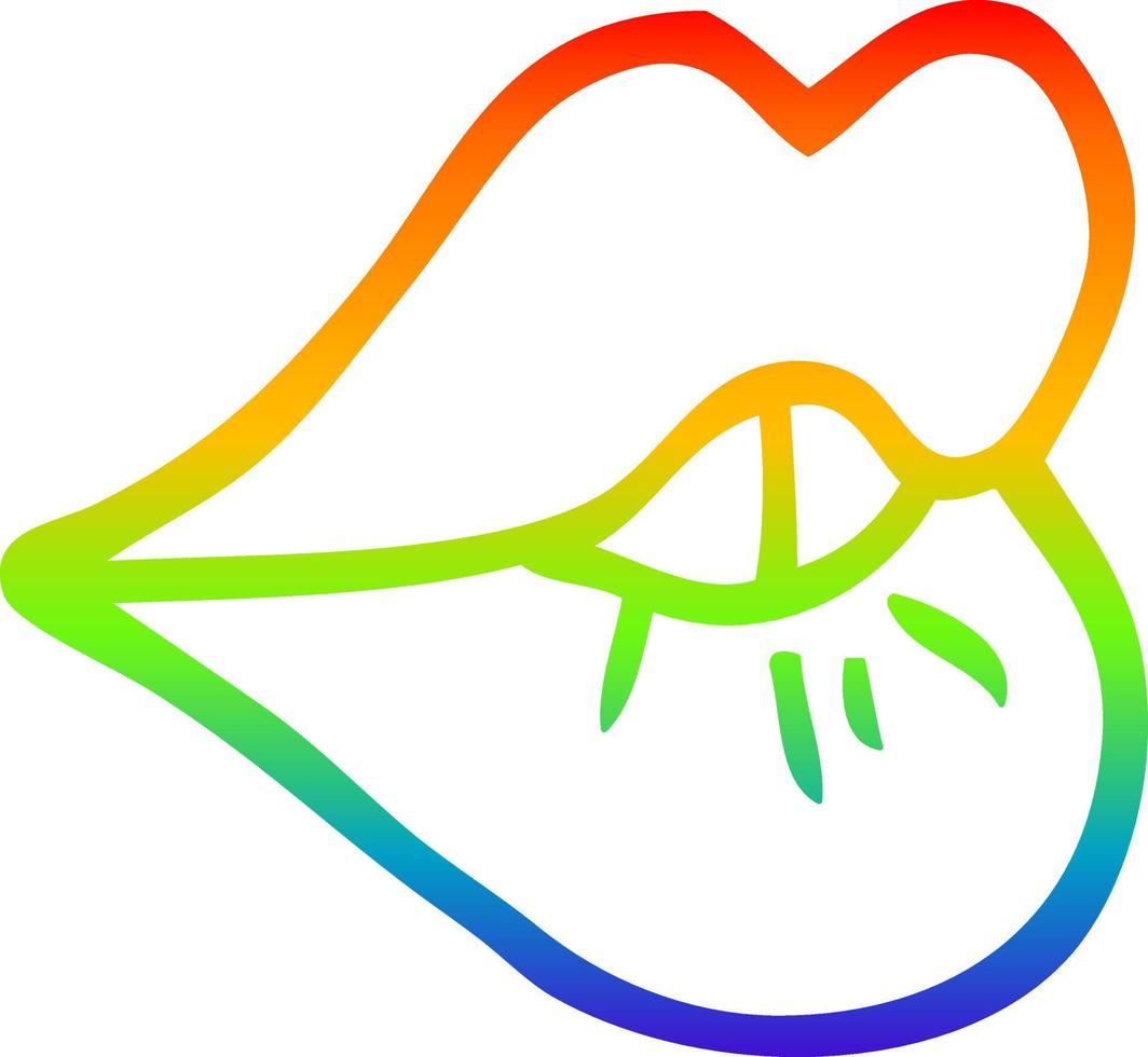 rainbow gradient line drawing cartoon pouting lips vector