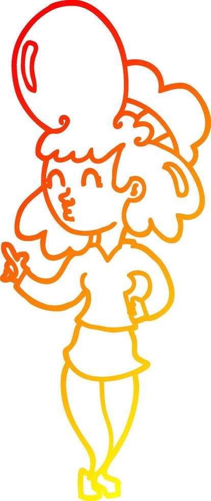 warm gradient line drawing cartoon woman with big hair vector