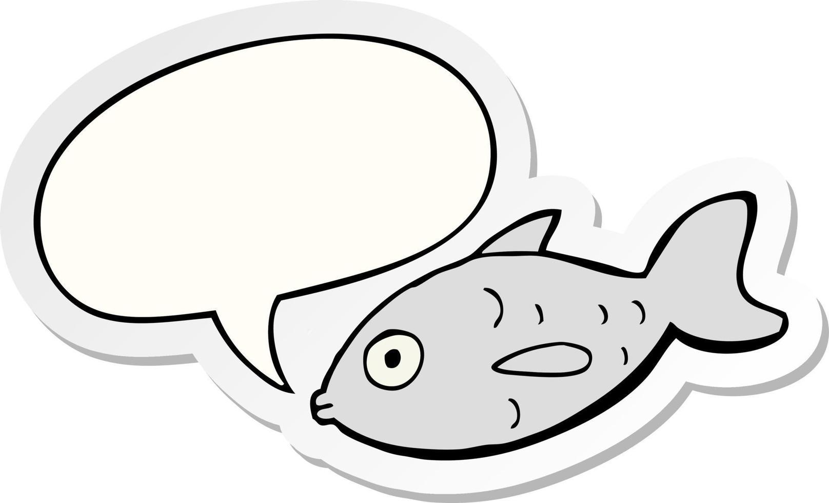 cartoon fish and speech bubble sticker vector