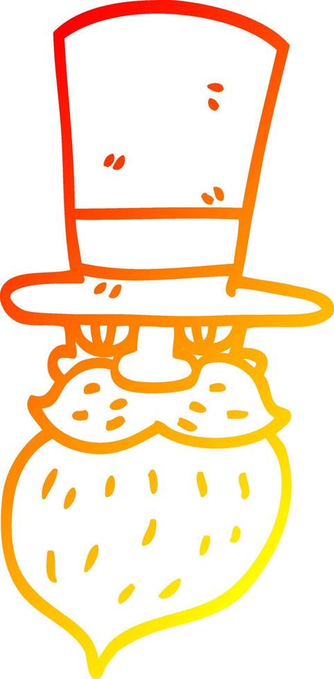 warm gradient line drawing cartoon man in top hat vector
