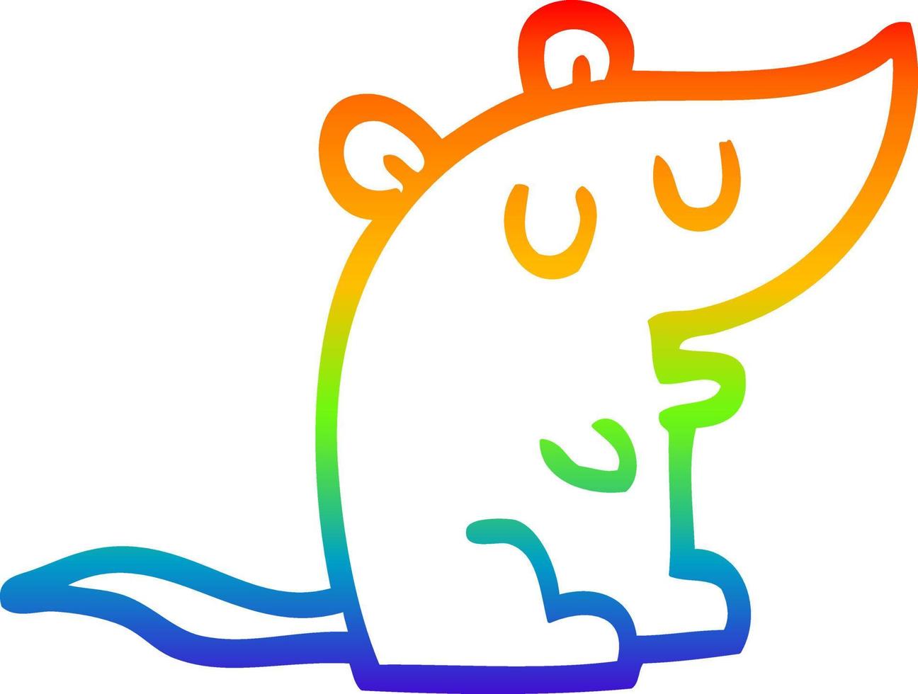 rainbow gradient line drawing cartoon mouse vector