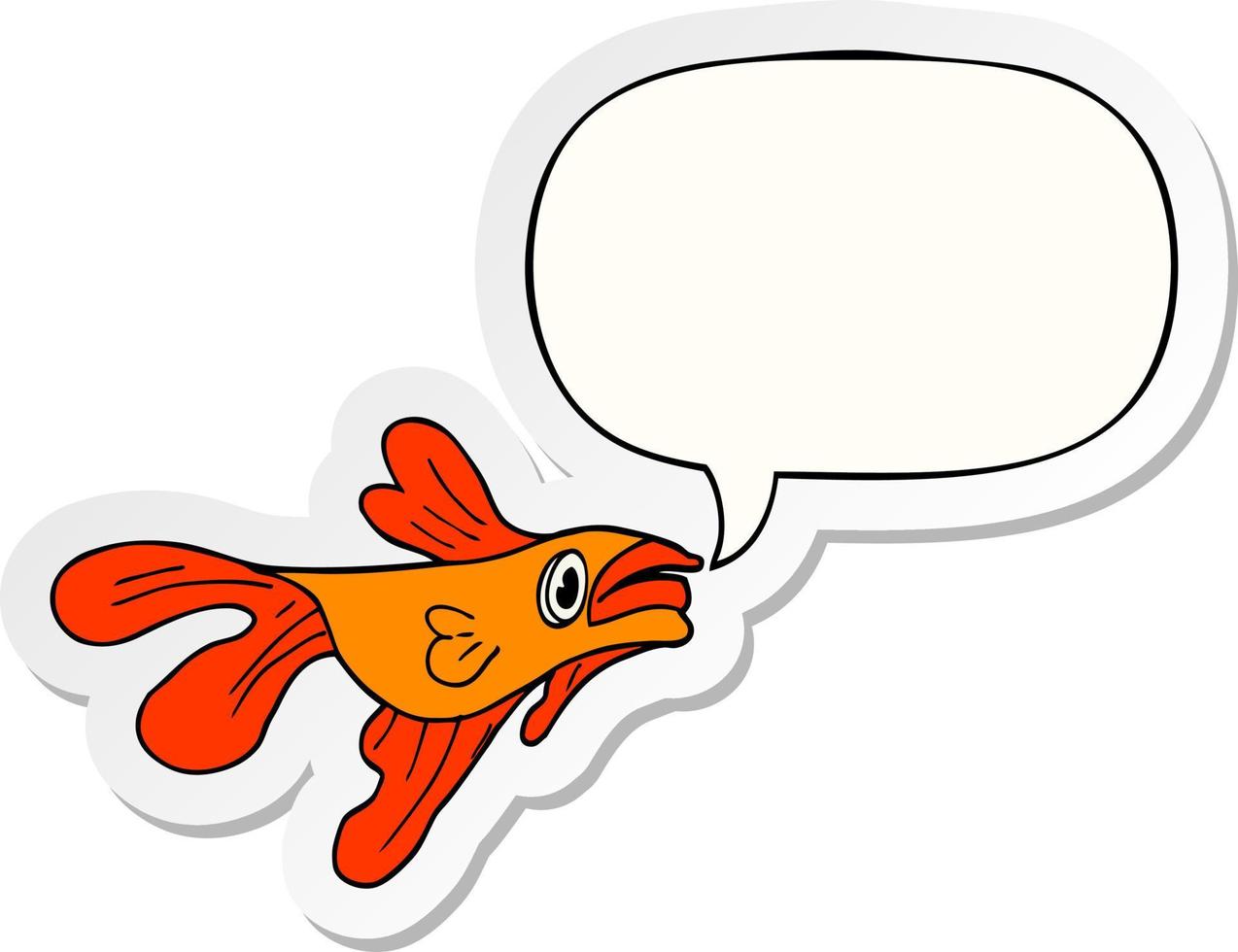 cartoon fighting fish and speech bubble sticker vector
