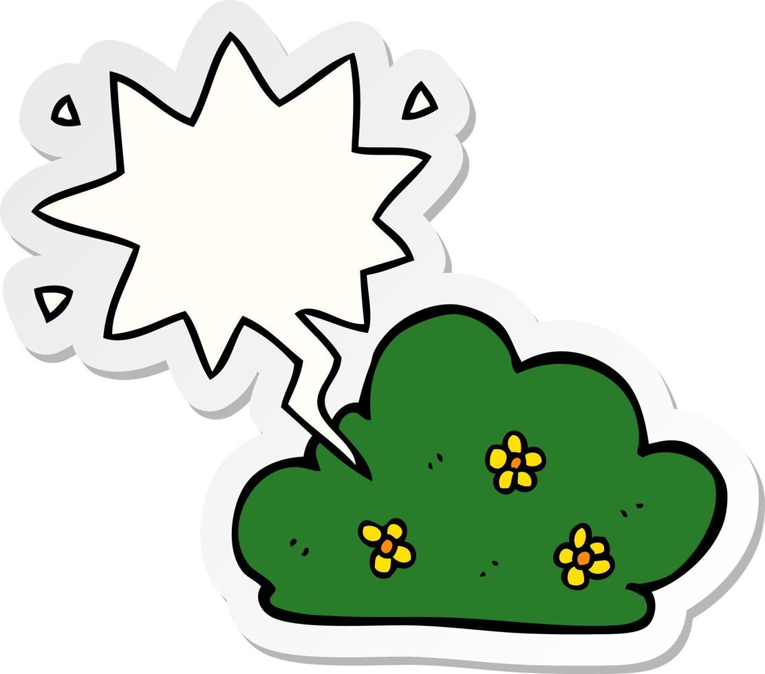 cartoon hedge and speech bubble sticker vector