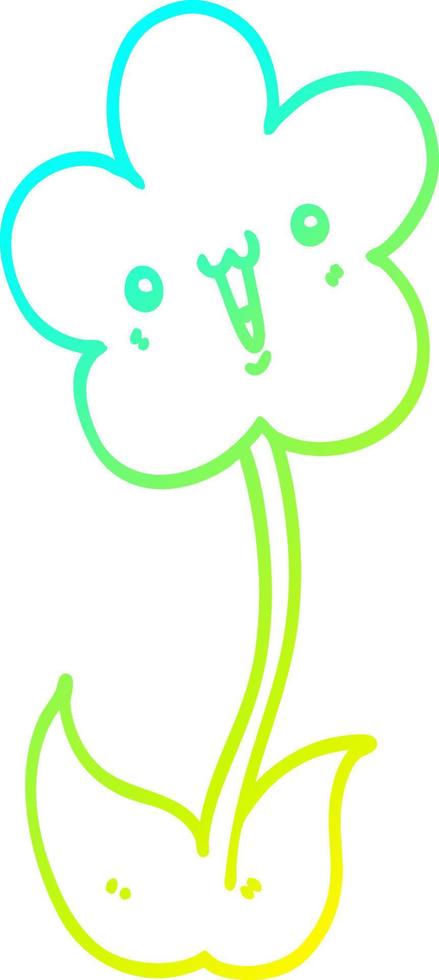 cold gradient line drawing cartoon flower vector