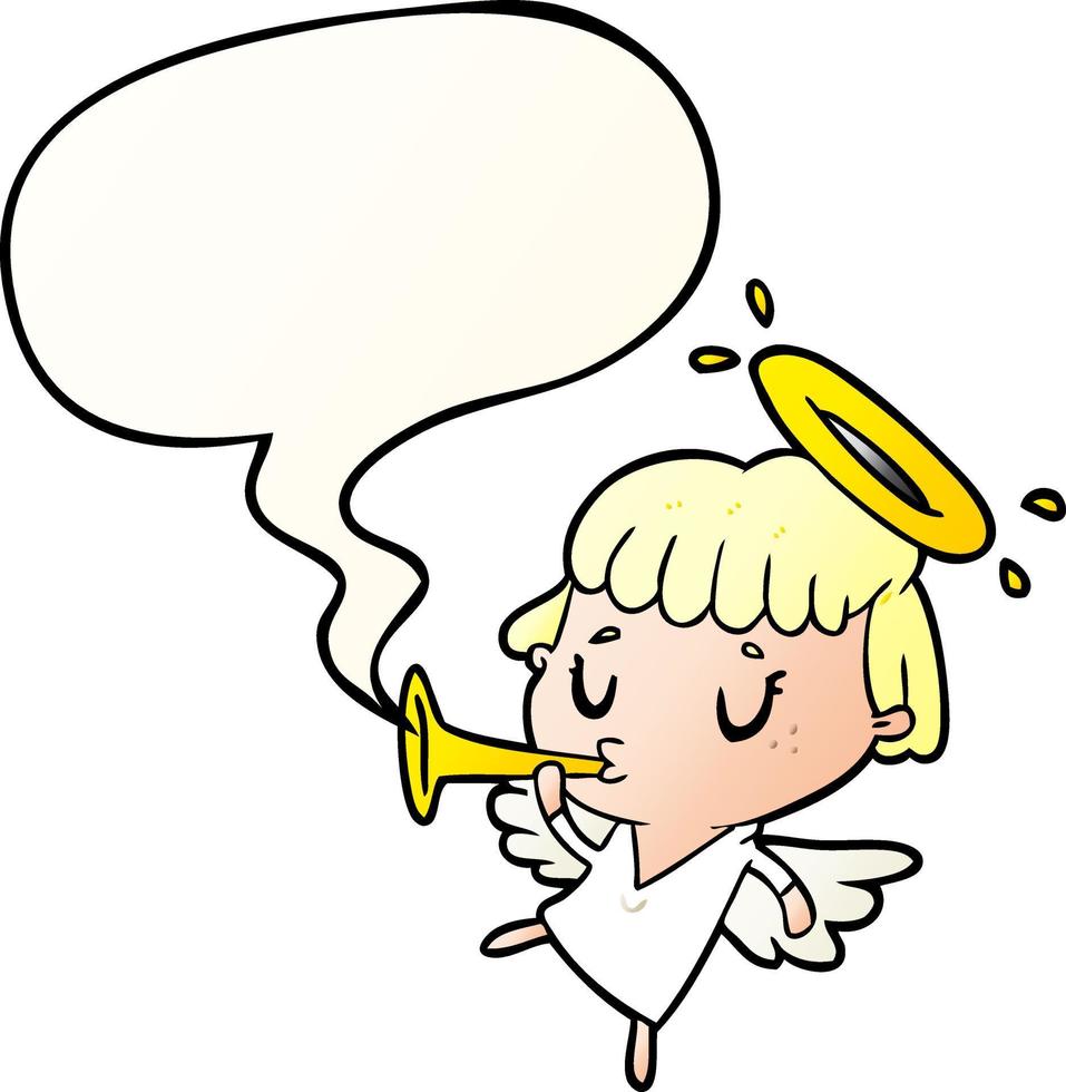 cute cartoon angel and speech bubble in smooth gradient style vector