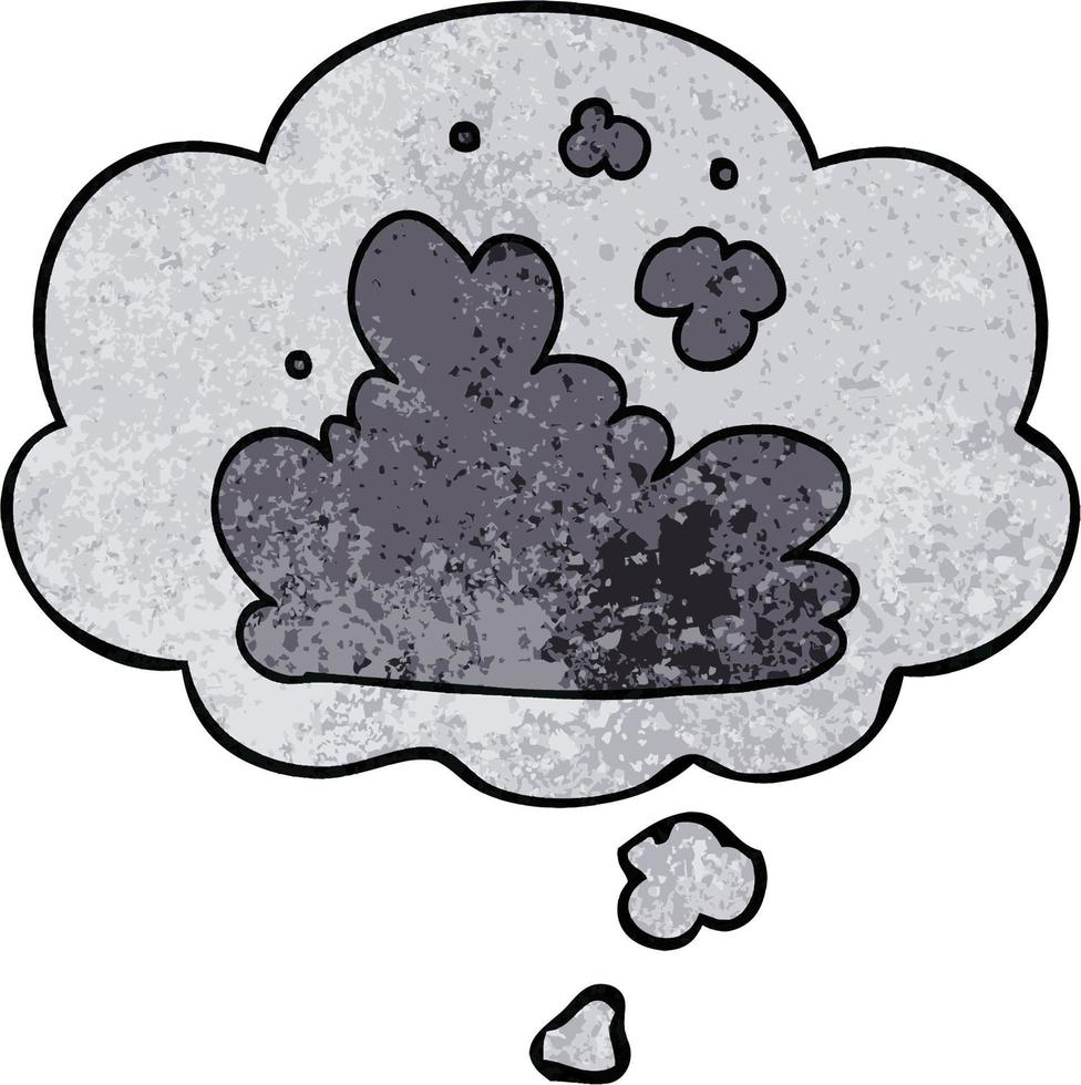 nube de dibujos animados y burbuja de pensamiento en estilo de patrón de textura grunge vector