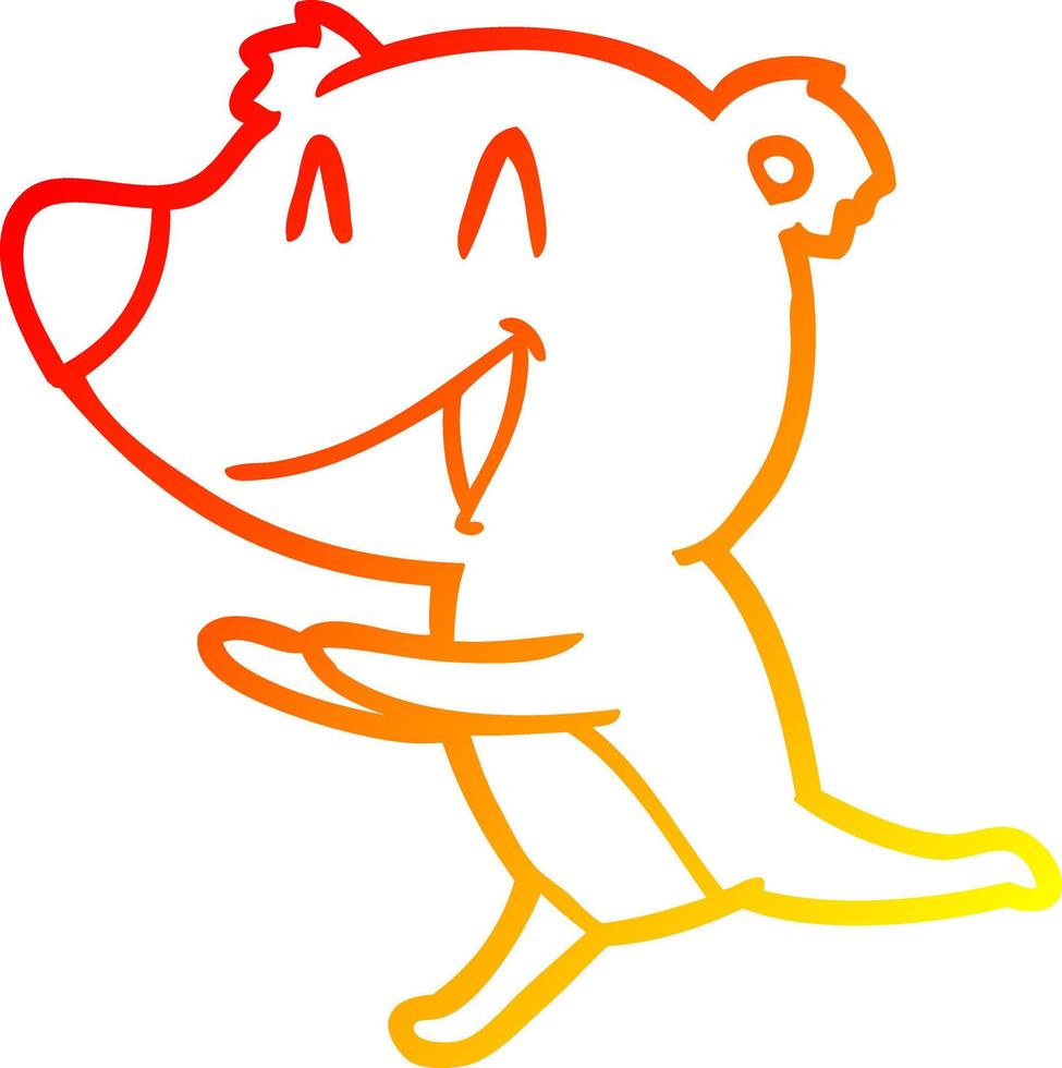 warm gradient line drawing running bear cartoon vector