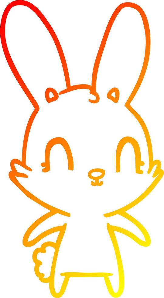 warm gradient line drawing cute cartoon rabbit vector