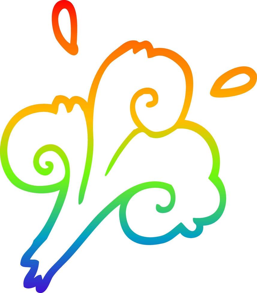 rainbow gradient line drawing cartoon water waves vector