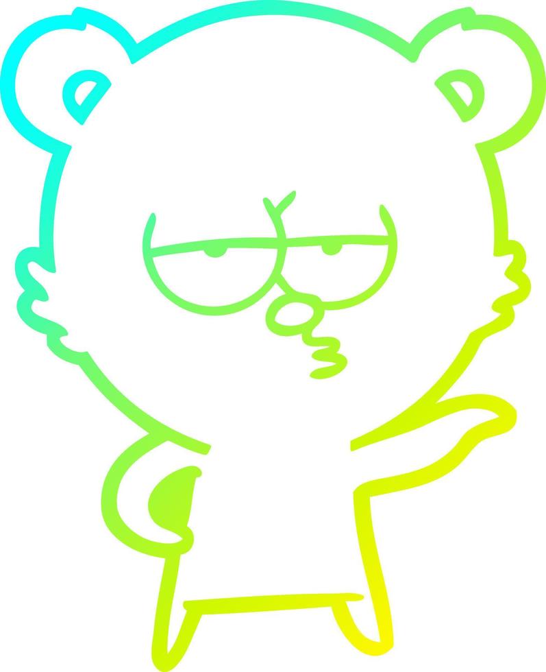 cold gradient line drawing bored polar bear cartoon vector