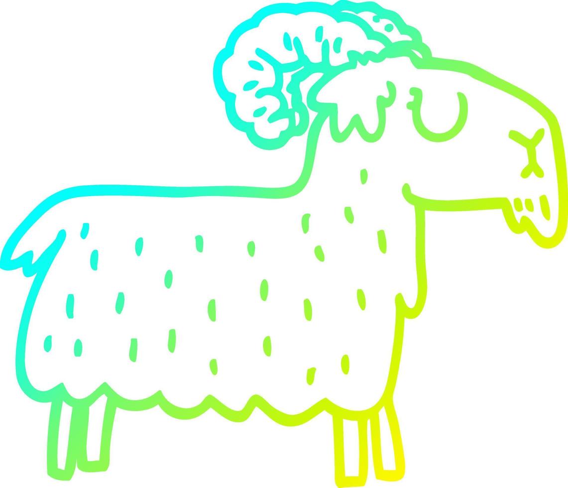 cold gradient line drawing cartoon stubborn goat vector