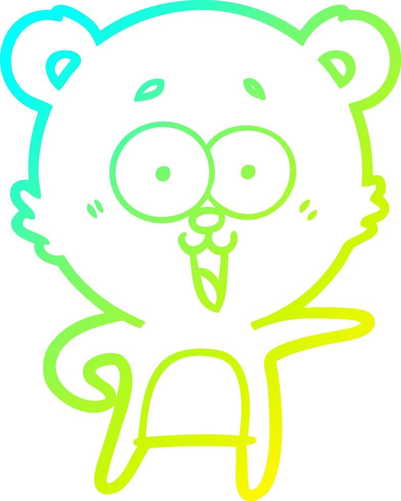cold gradient line drawing laughing teddy  bear cartoon vector