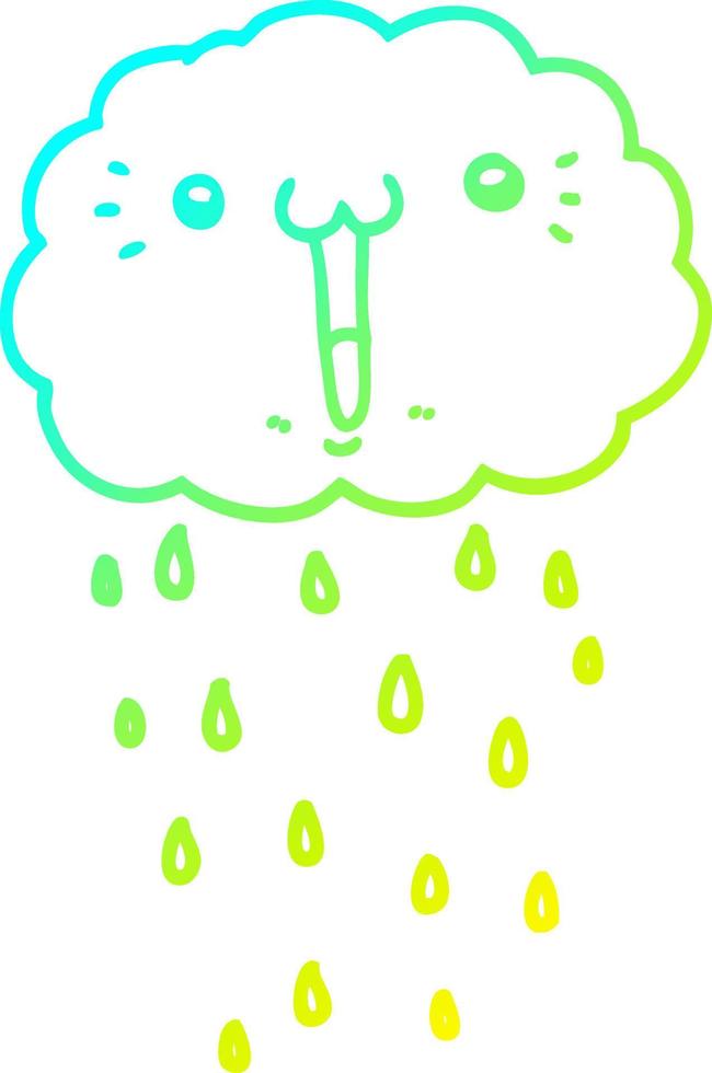 cold gradient line drawing cartoon cloud vector