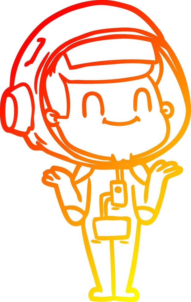 warm gradient line drawing happy cartoon astronaut man vector