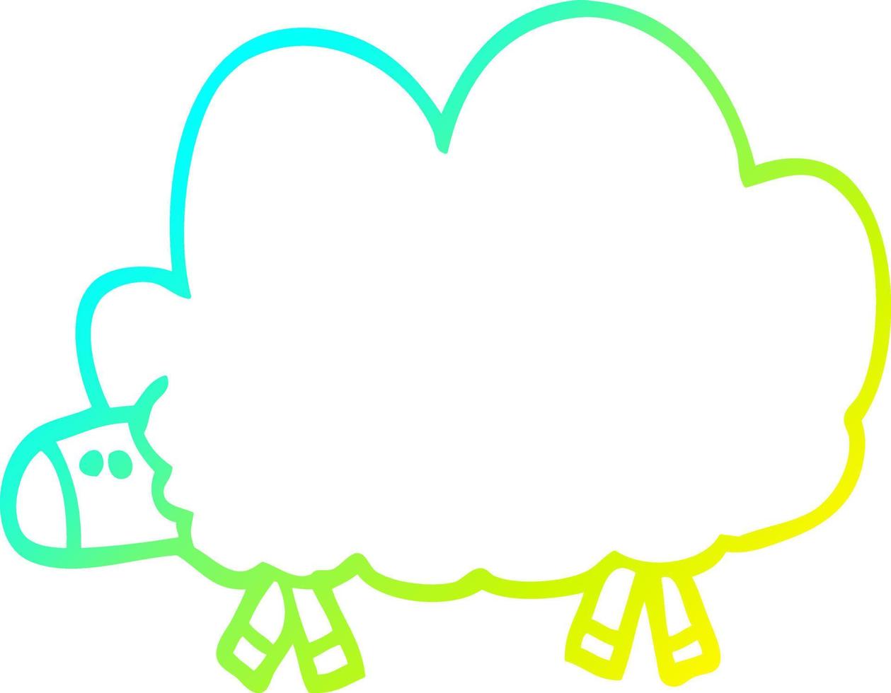 cold gradient line drawing cartoon black sheep vector
