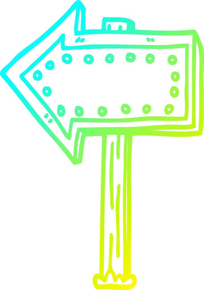 cold gradient line drawing cartoon light up arrow vector
