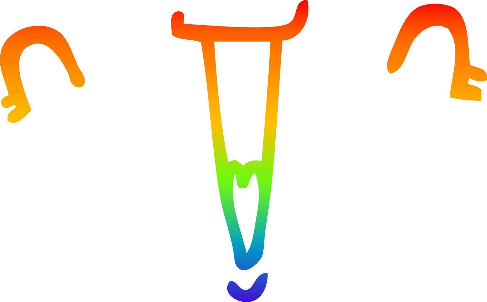 dibujo de línea de gradiente de arco iris cara de dibujos animados lindo vector