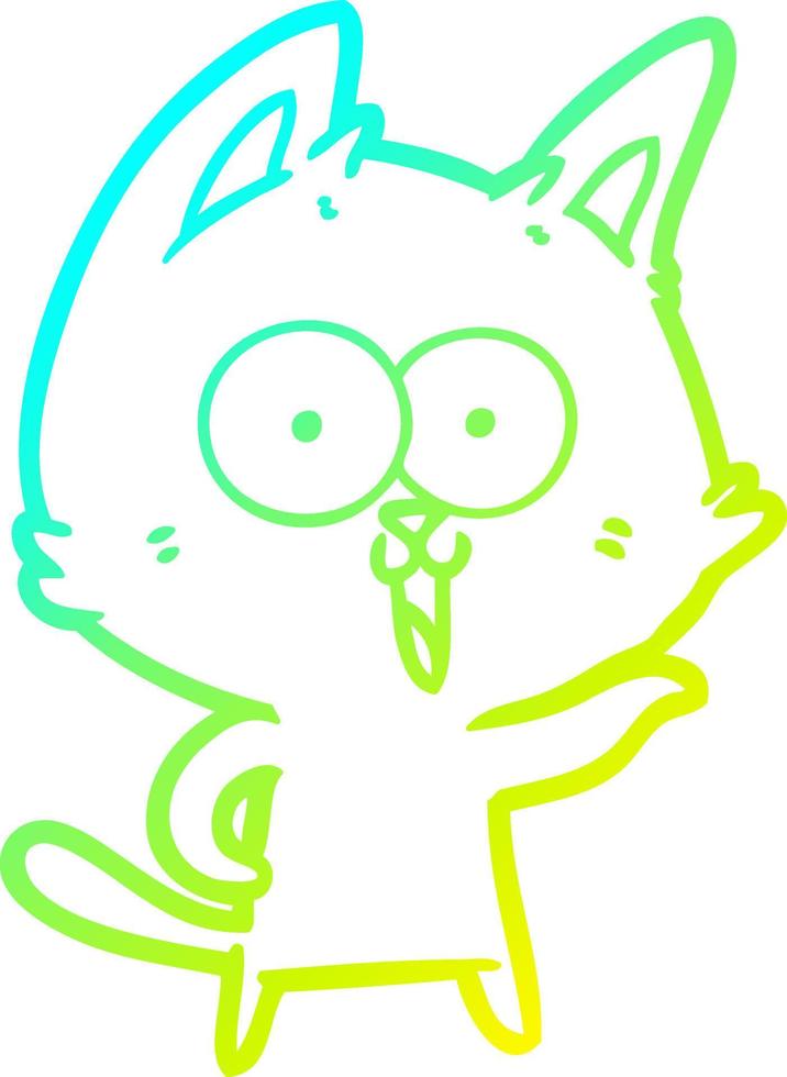 cold gradient line drawing funny cartoon cat vector
