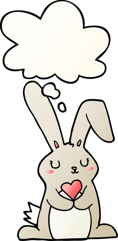 cartoon rabbit in love and thought bubble in smooth gradient style vector