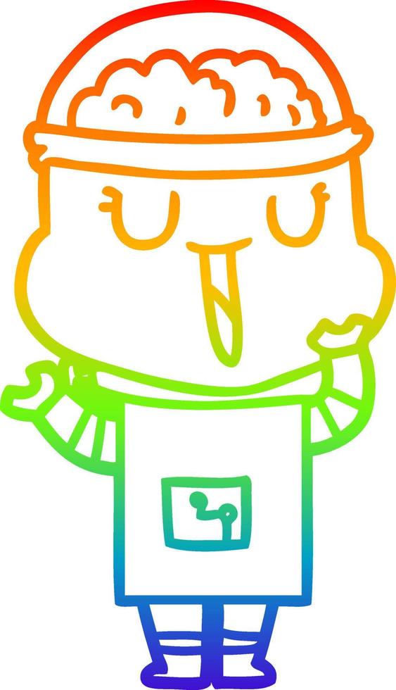rainbow gradient line drawing happy cartoon robot vector