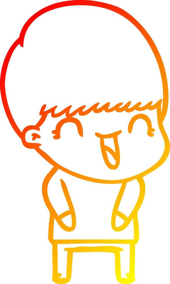 warm gradient line drawing happy cartoon boy vector
