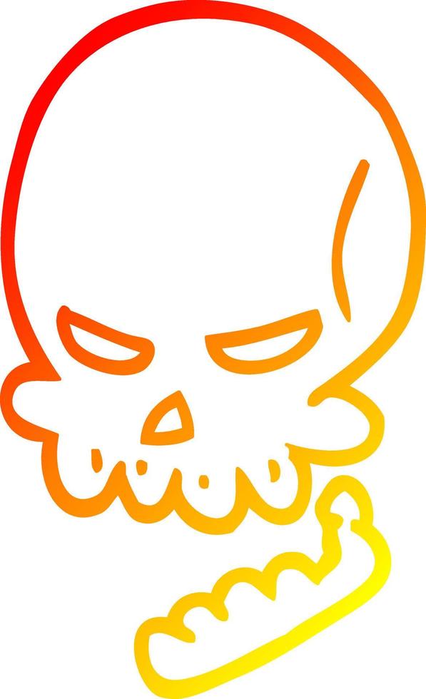 warm gradient line drawing cartoon halloween skull vector