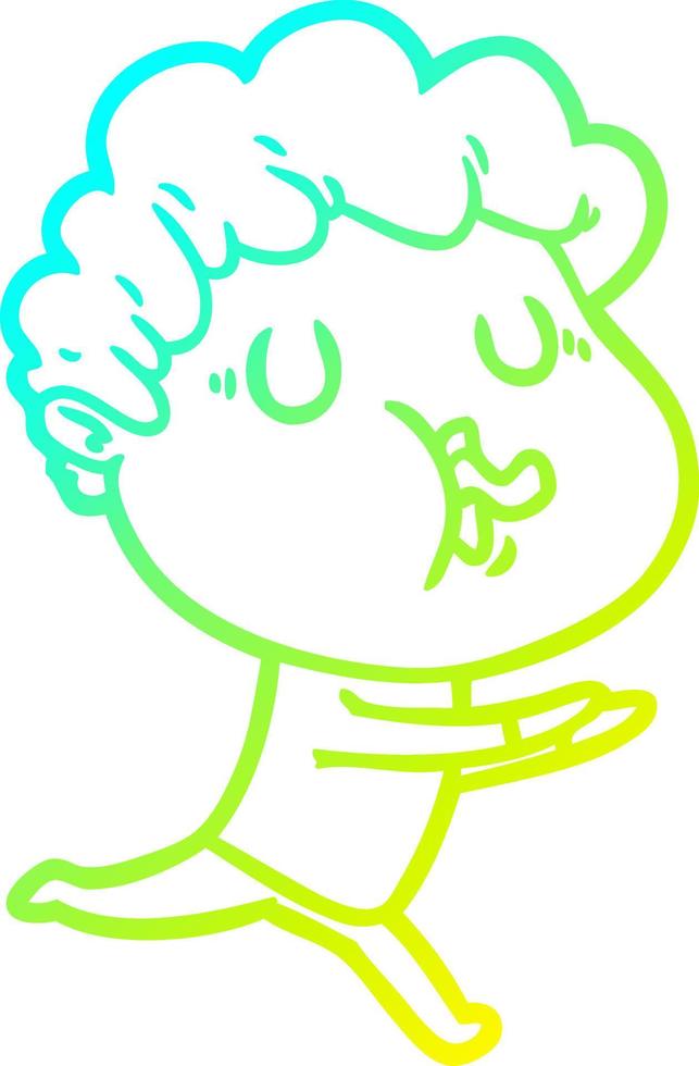 cold gradient line drawing cartoon man singing vector