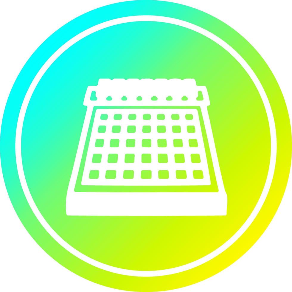 monthly calendar circular in cold gradient spectrum vector