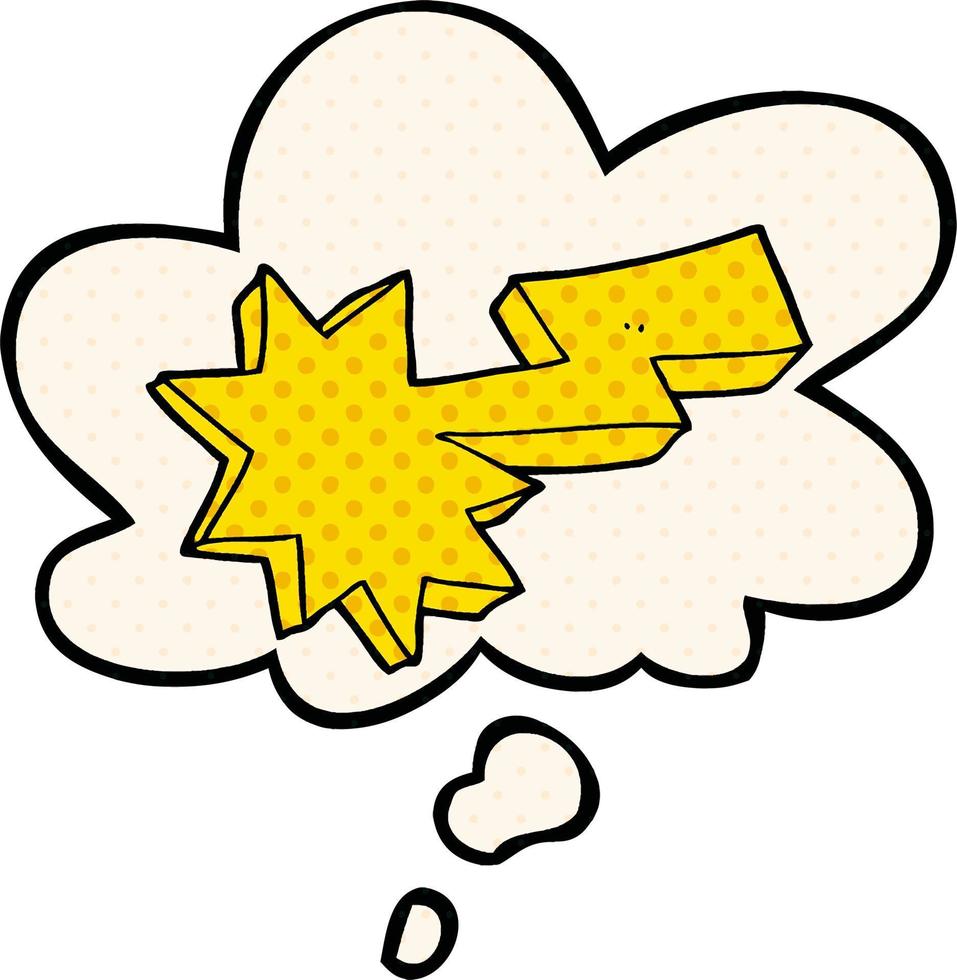 cartoon lightning strike and thought bubble in comic book style vector