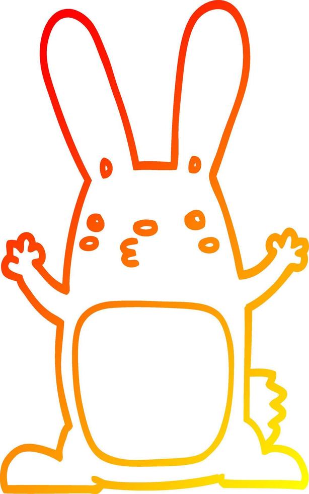 warm gradient line drawing cartoon rabbit vector