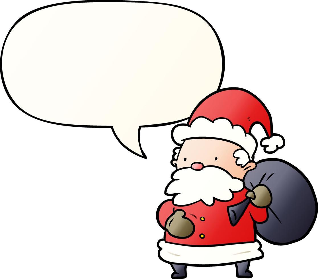 cartoon santa claus and speech bubble in smooth gradient style vector